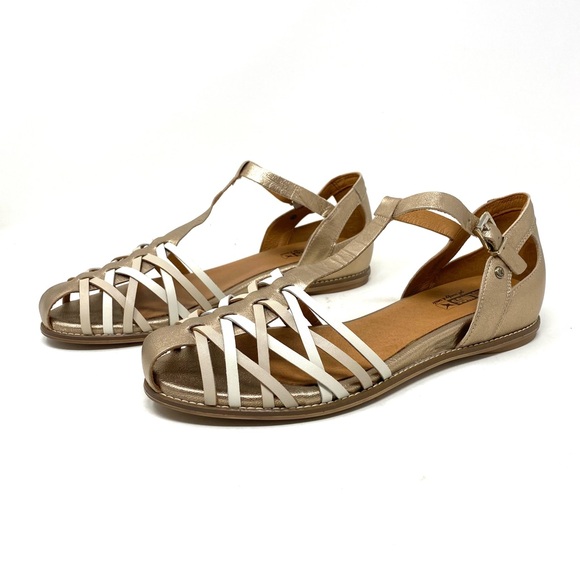 PIKOLINOS Talavera Champagne Sandals 42 | Semi-Closed Braided Leather - Picture 2 of 7